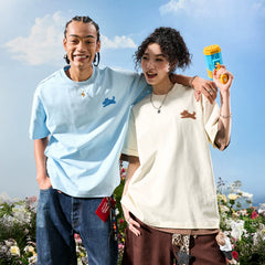 Nuthink American Trendy Brand Embroidered Dog Simple Short sleeved Men's T-shirt Female Couple Casual 2026 New Summer Edition
