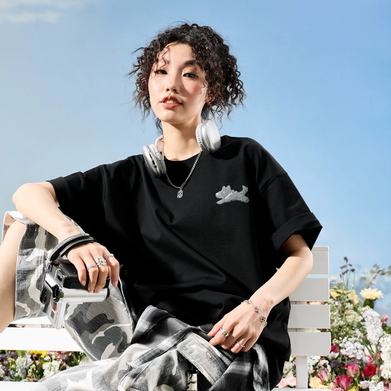 Nuthink American Trendy Brand Embroidered Dog Simple Short sleeved Men's T-shirt Female Couple Casual 2026 New Summer Edition
