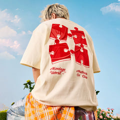 Nuthink Heavy Embroidery Puzzle Short Sleeve T-shirt American Trendy Brand Loose Half Sleeve Couple New Summer 2026