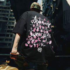 Nuthink American loose street letter short sleeved T-shirt for men with fat and size, popular brand half sleeved men's summer style