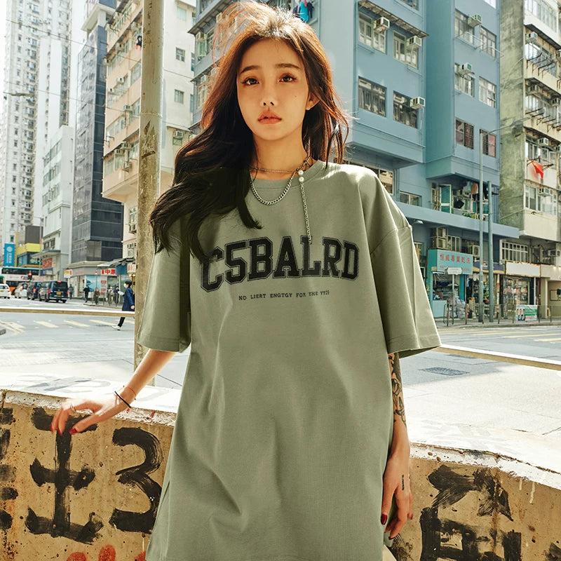 Nuthink letter short sleeved T-shirt, American retro trendy brand, heavy weight, loose fit, large size, cool feeling for men and women, summer new 2026