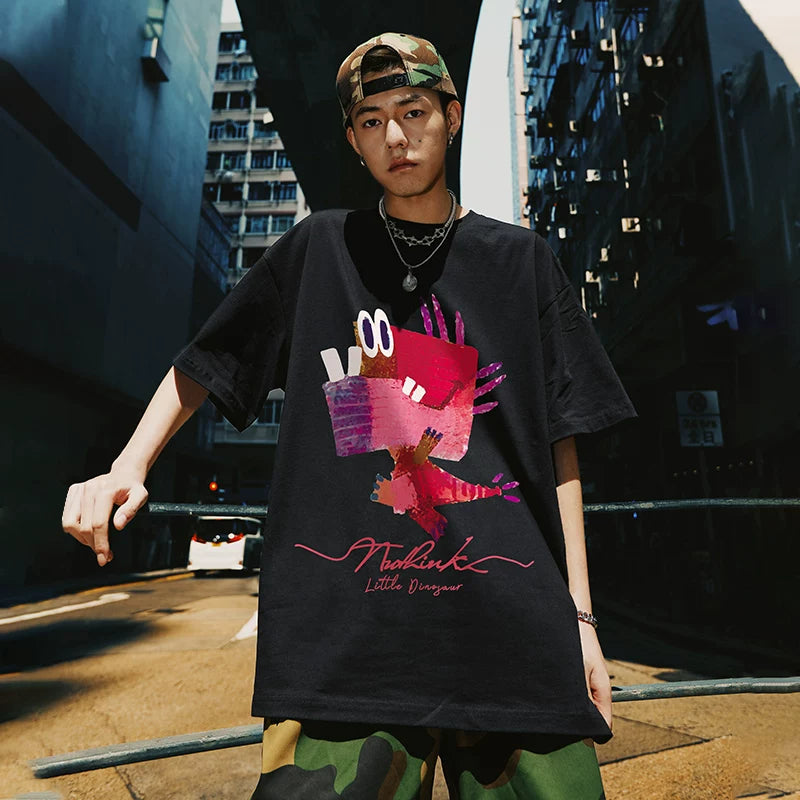 Nuthink Fat Plus Fun Cartoon Men's Trendy T-shirt Short Sleeve Summer Trendy Brand Large Half Sleeve Fat 5-Cent Sleeve