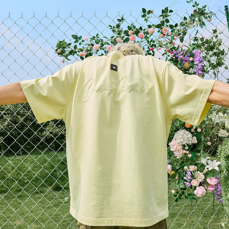 Nuthink Embroidered Letter Short Sleeve T-shirt Trendy Brand American Retro Hip Hop Loose Men and Women 2026 Summer New Collection