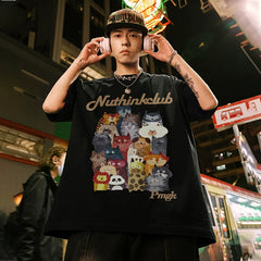 Nuthink Heavy Duty Loose Fat Plus Large Cartoon Animal T-shirt Men's Short Sleeve Summer Trendy Brand Trendy Large Half Sleeve
