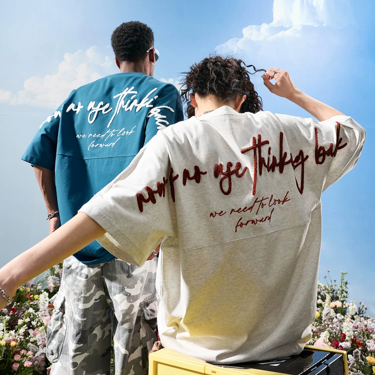 Nuthink American Trendy Brand Splicing Color Contrasting Letter Embroidered Short Sleeve T-shirt Loose Men's and Women's Summer 2026 New Collection