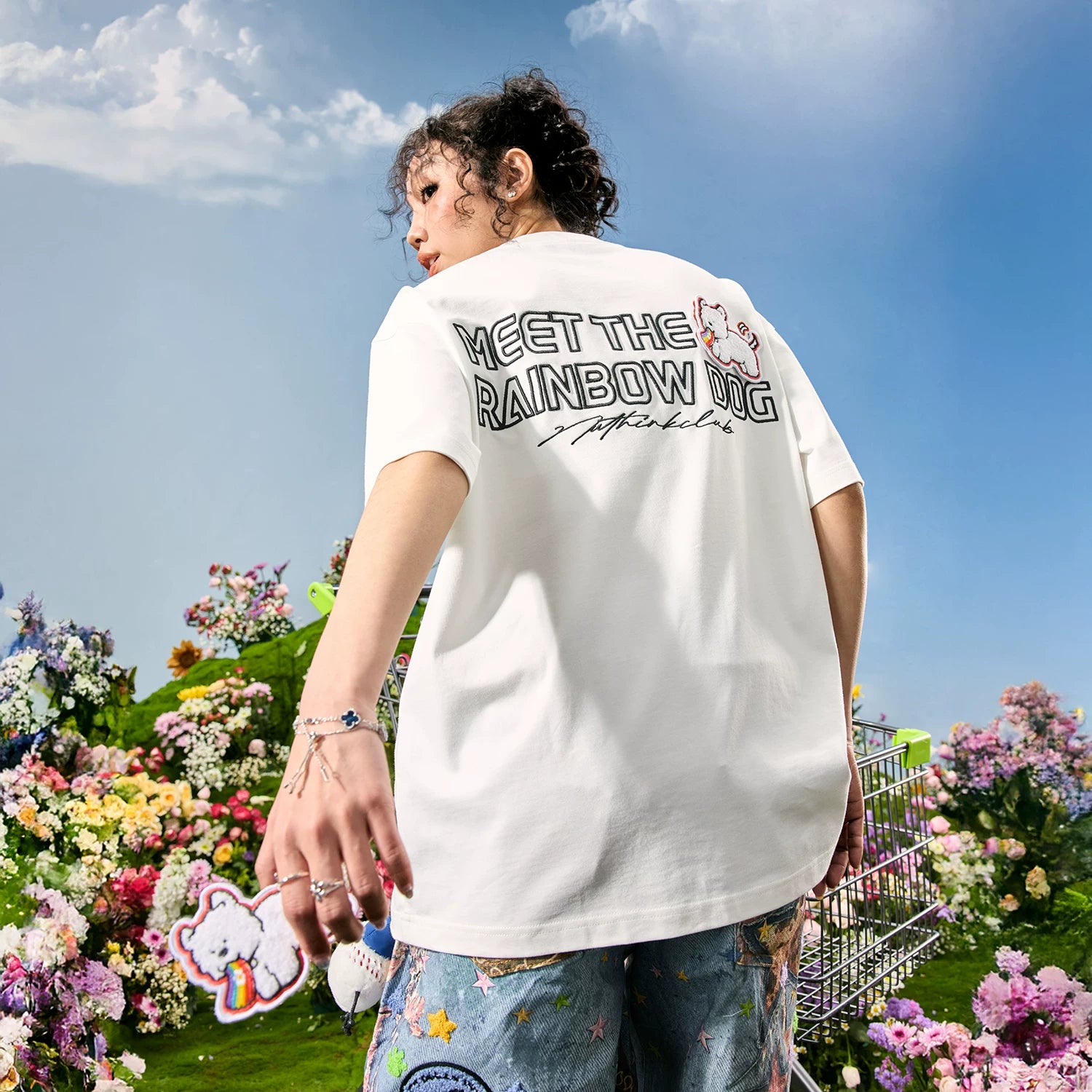 Nuthink American Trendy Brand Embroidered Dog Letter Short Sleeve Men's T-shirt Women's Velcro 2026 Summer New Collection