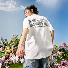 Nuthink American Trendy Brand Embroidered Dog Letter Short Sleeve Men's T-shirt Women's Velcro 2026 Summer New Collection