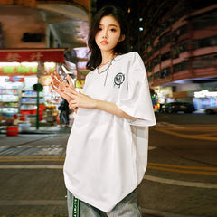 Nuthink trendy letter short sleeved T-shirt American heavyweight 280g floral half sleeved T-shirt for men and women summer 2026