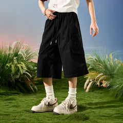 Nuthink American Trendy Brand Loose Wide Leg Seven Leg Splicing Multi Pocket Shorts for Men, 2026 New Summer Collection