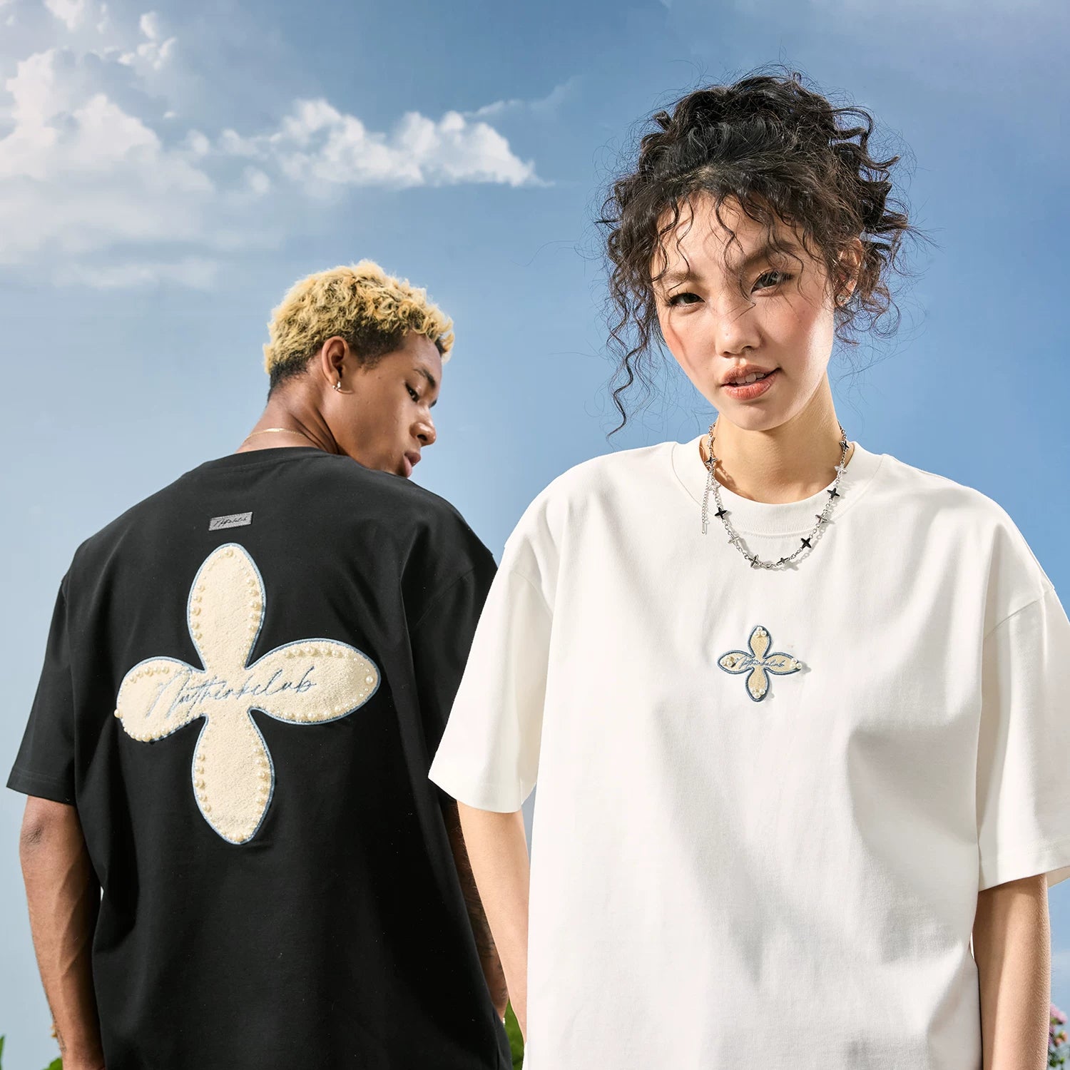 Nuthink Heavy Industries Embroidered Premium Pearl T-shirt Men's Short Sleeve Women's American Retro 2026 Summer Collection