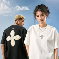 Nuthink Heavy Industries Embroidered Premium Pearl T-shirt Men's Short Sleeve Women's American Retro 2026 Summer Collection