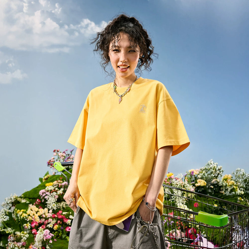 Nuthink American retro simple apple embroidery T-shirt men's short sleeved loose fit men and women 2026 summer new item