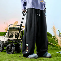 Nuthink American Embroidered Pants with Wide Legs and Velvet, Street Loose Men's Style, Spring 2026