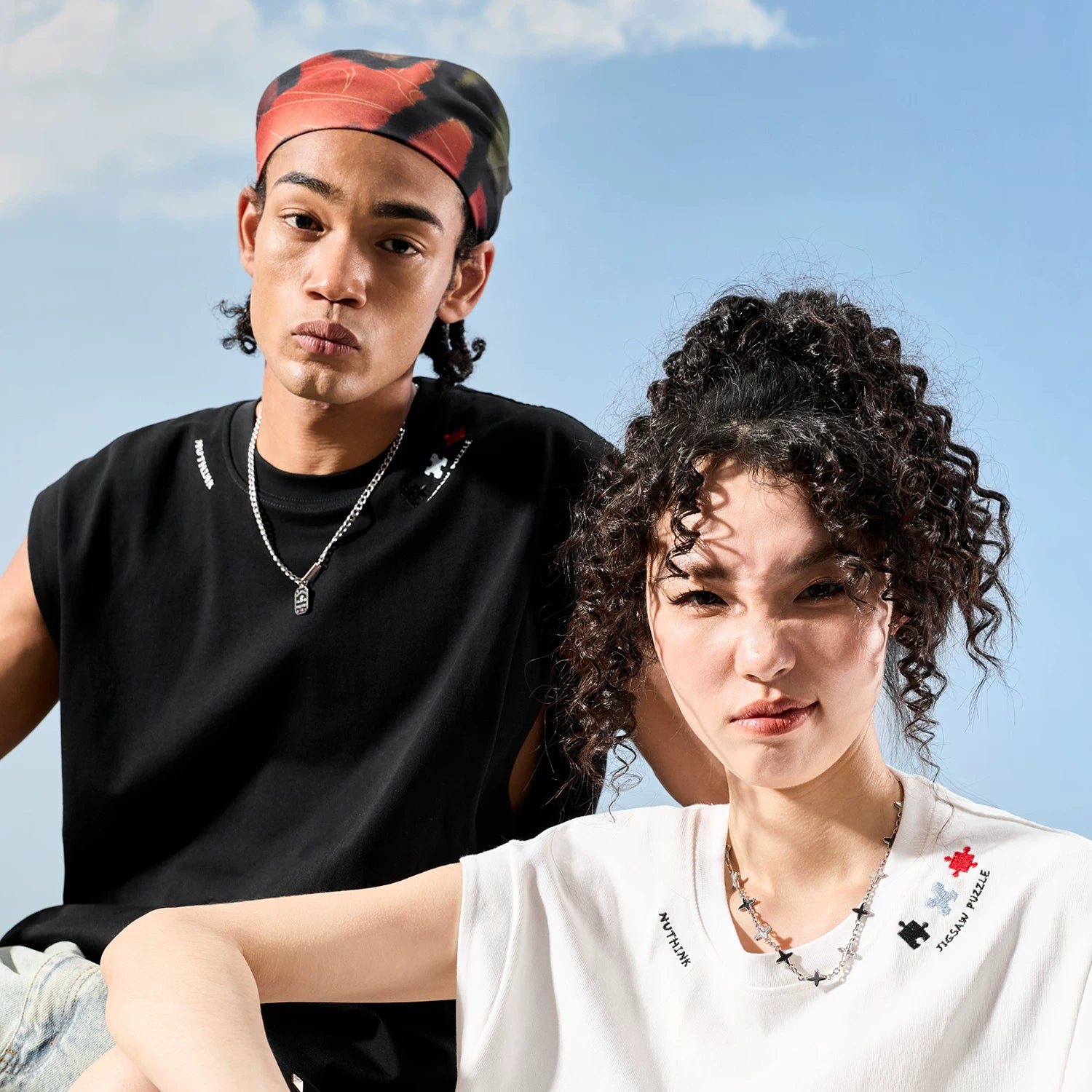 Nuthink American Trendy Brand Collar Embroidered Alphabet Puzzle Shoulder Sleeveless Tank Top Loose Men and Women 2026 New Style