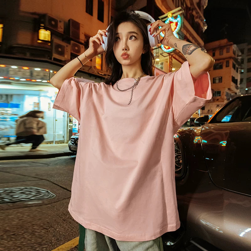 Nuthink American Street Trendy Brand 260g Heavy duty Solid Color Short Sleeve T-shirt Men's and Women's Large Half Sleeve 2026 Summer