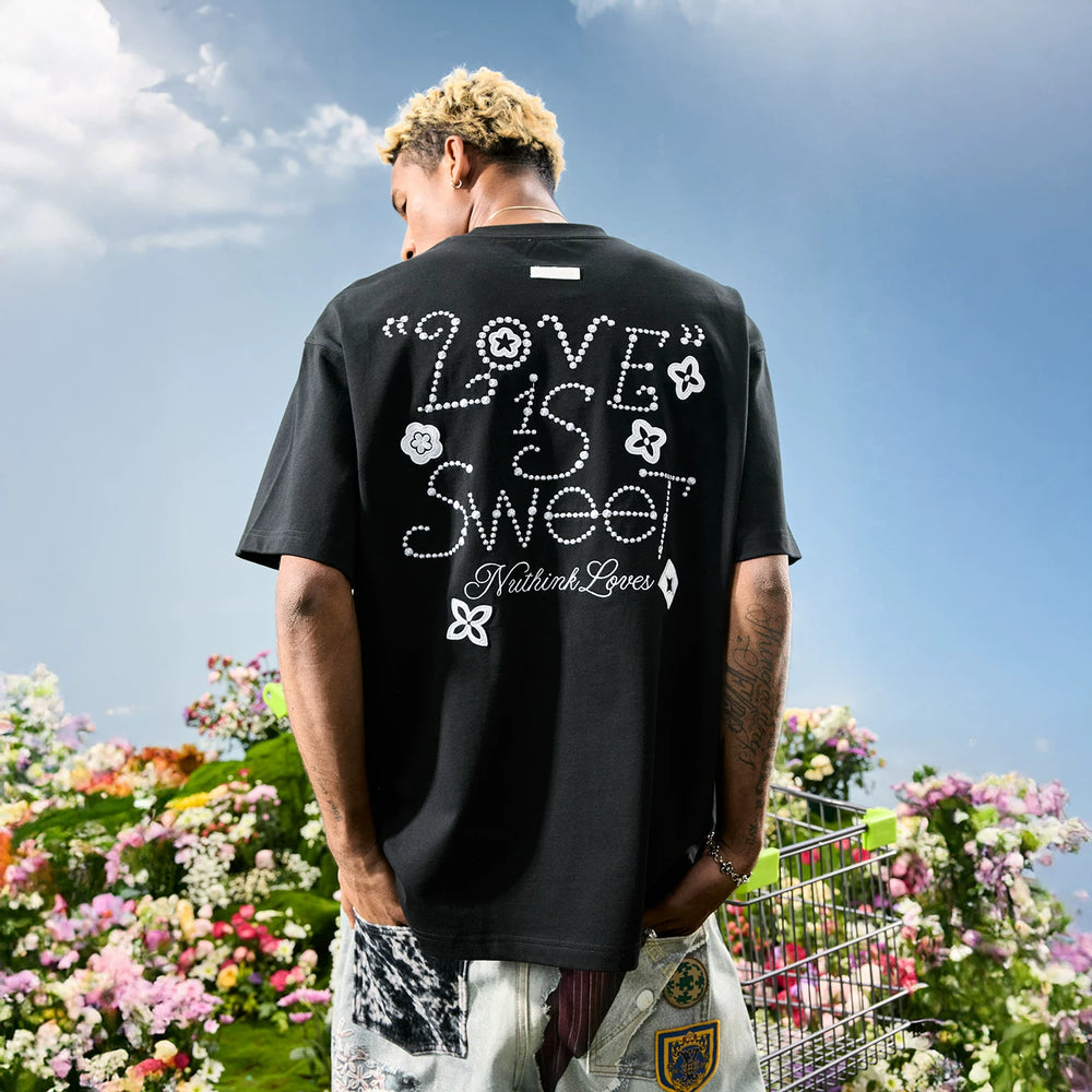 Nuthink American Retro Trendy Brand Embroidered Letter Clover Short sleeved T-shirt for Men and Women, 2026 Summer New Collection