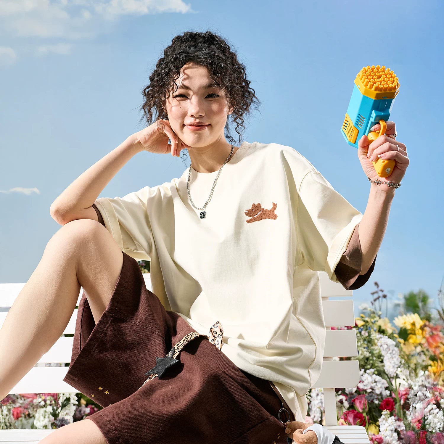 Nuthink American Trendy Brand Embroidered Dog Simple Short sleeved Men's T-shirt Female Couple Casual 2026 New Summer Edition