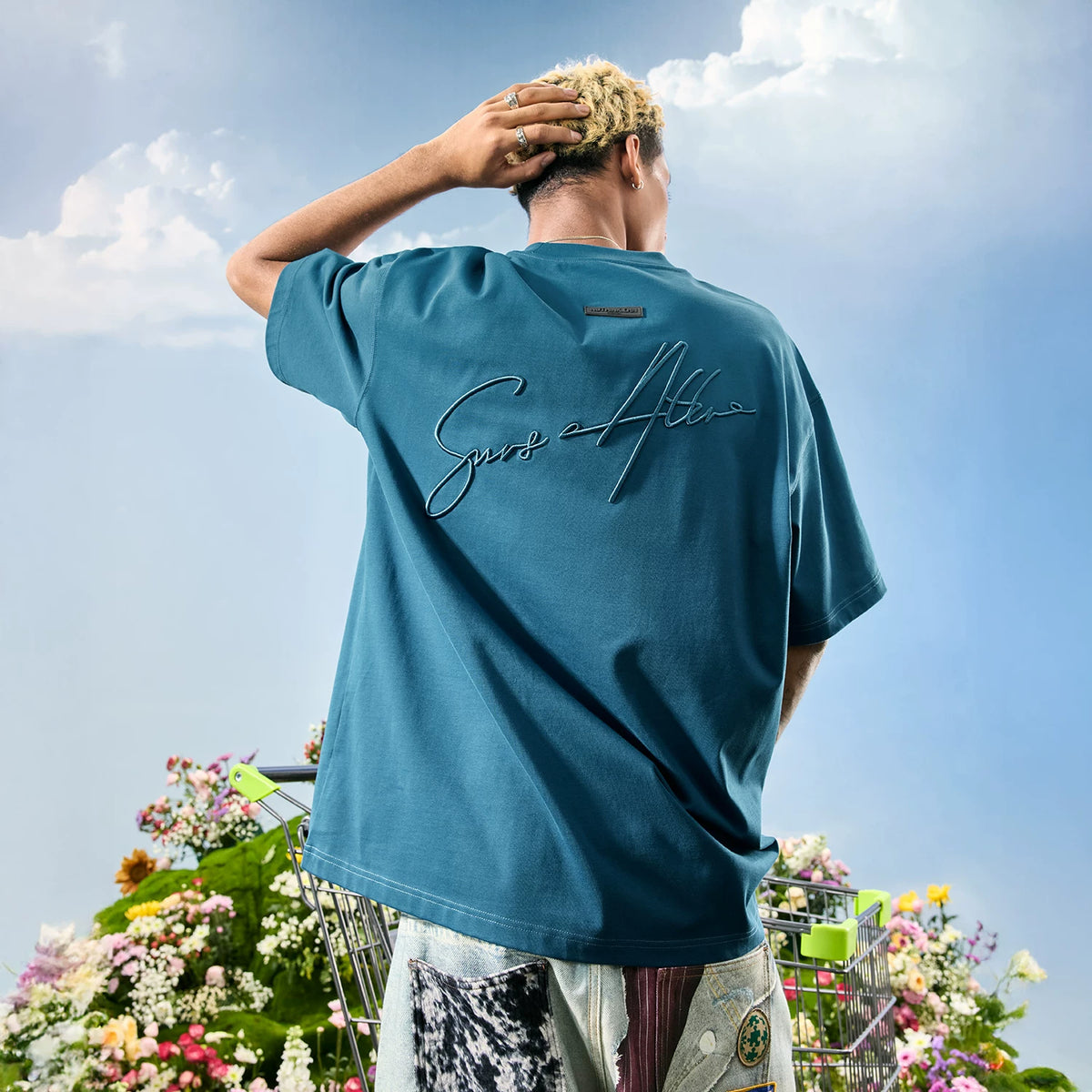 Nuthink American Retro Trendy Brand Embroidered Letter T-shirt Men's Short Sleeve Street Loose Women's 2026 Summer New Style