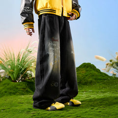 Nuthink American retro style puppy jeans, wide-leg, washed, distressed, drapey pants for men, new model for spring 2026