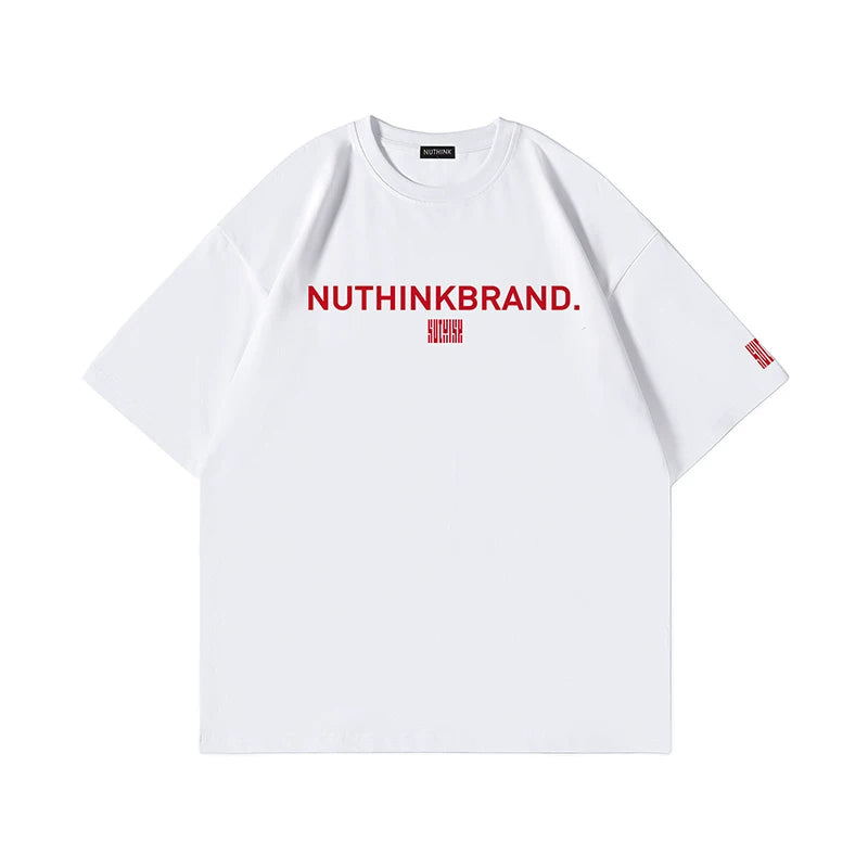 Nuthink American Trendy Brand Letter T-shirt Men's Trendy Loose Trendy Short Sleeve Men's Summer Large Half Sleeve Top Trendy