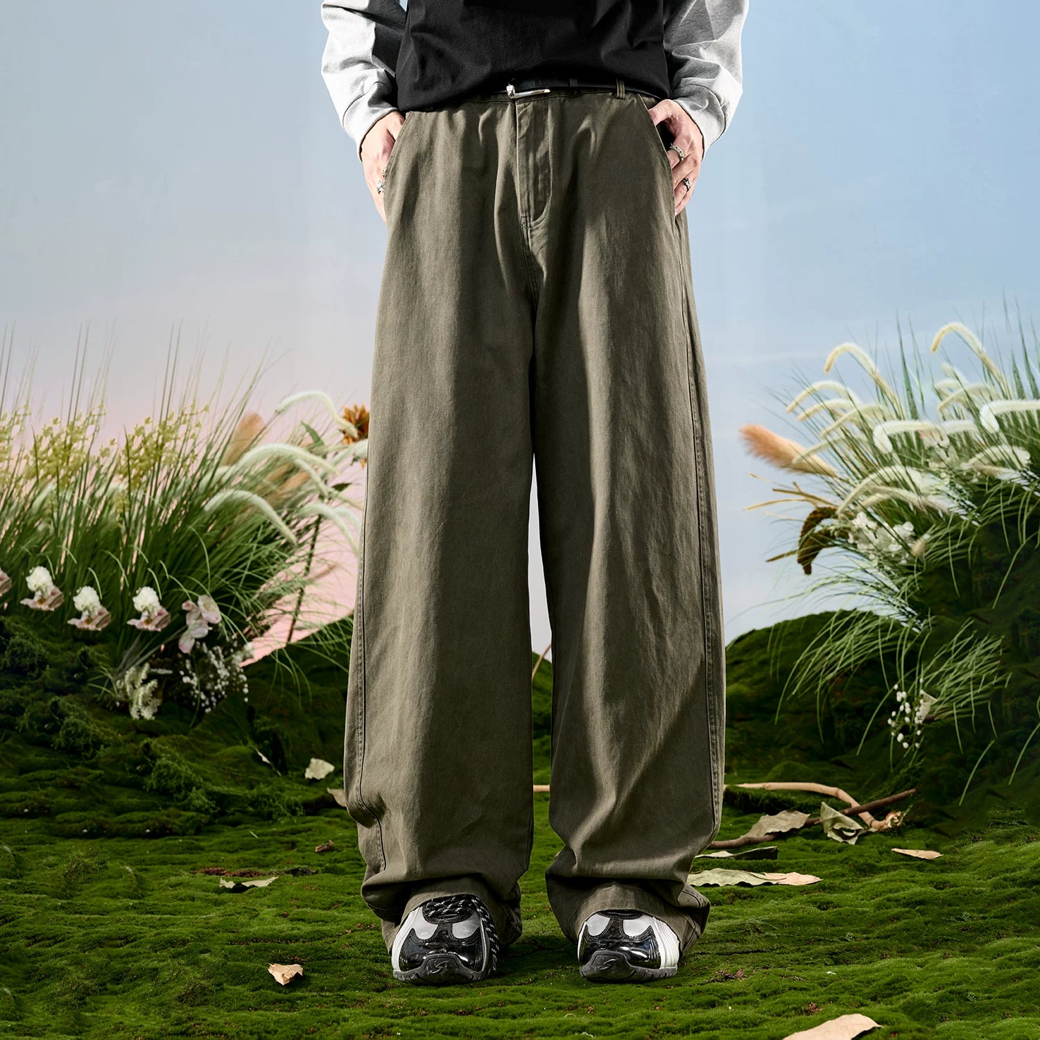 Nuthink American retro workwear logging pants loose and plush thick casual pants men's winter new 2026