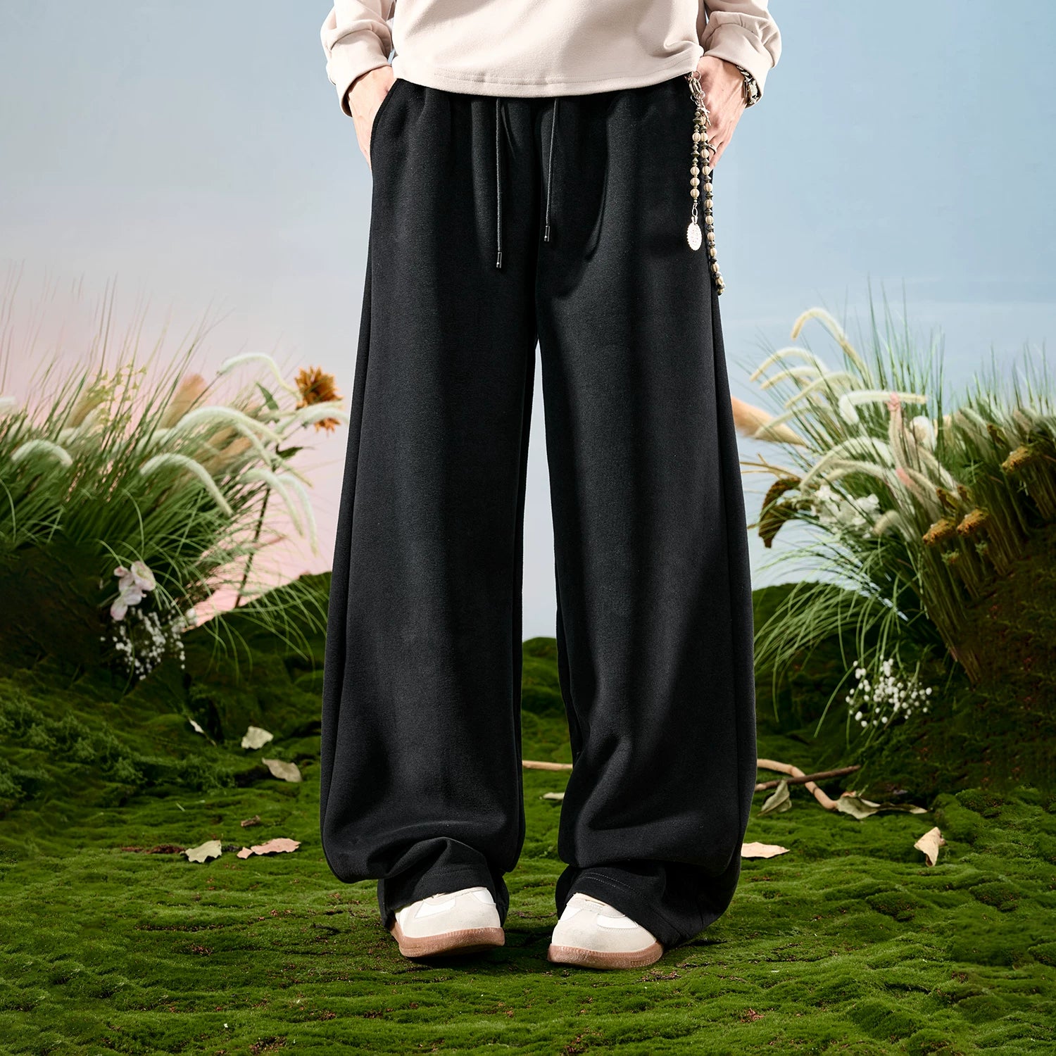 American retro sweatpants, straight leg wide leg pants, thick and loose pants, casual and plush pants for men, spring 2026