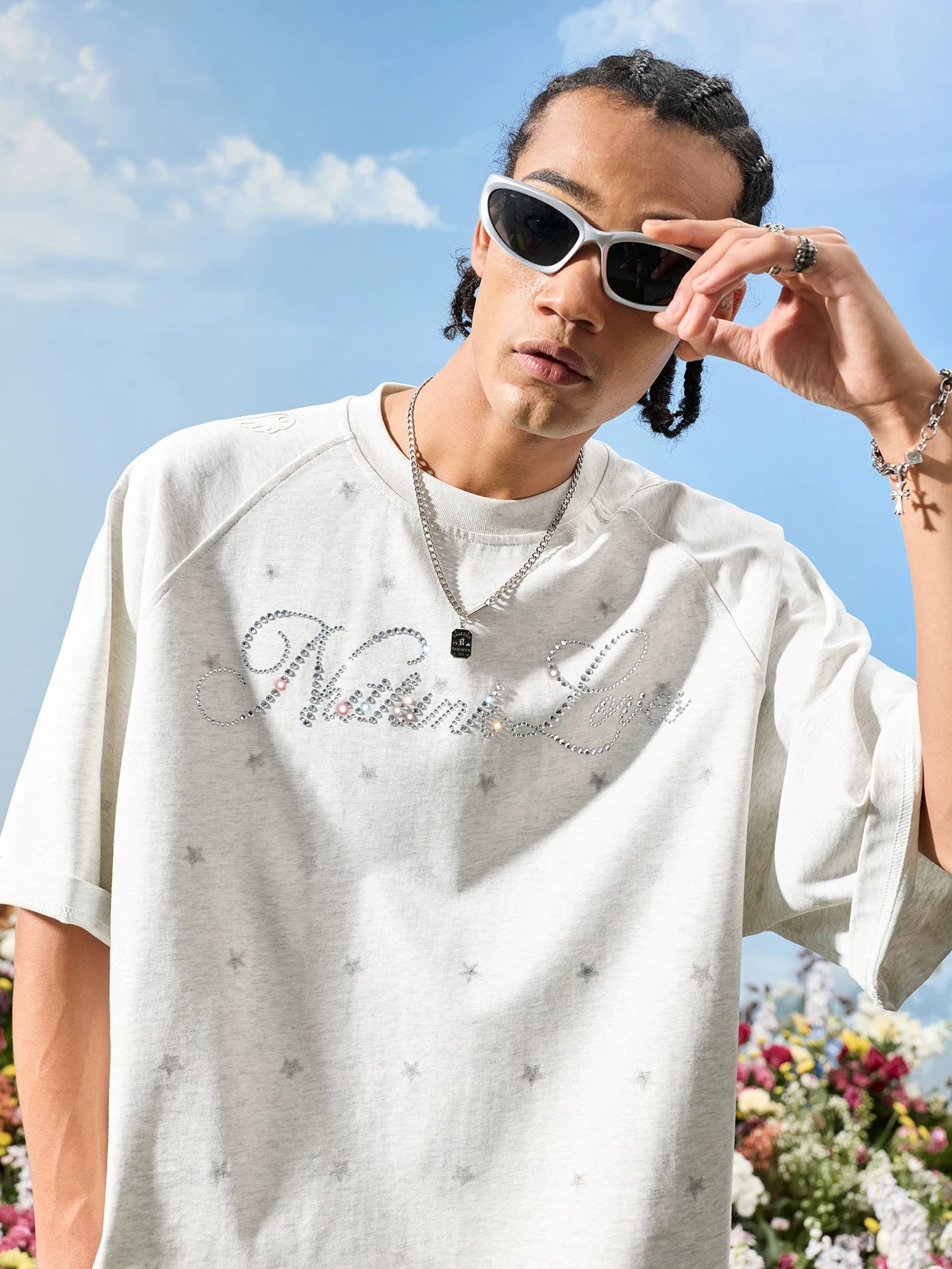 Nuthink American Trendy Brand Hot Diamond Letter Pentagram Short sleeved T-shirt Solona Cool Men and Women 2026 New Summer
