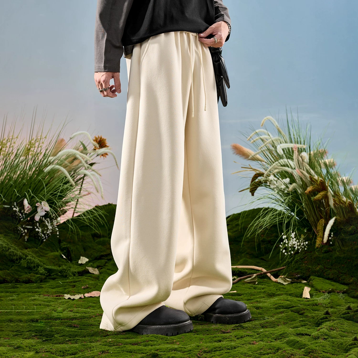American retro sweatpants, straight leg wide leg pants, thick and loose pants, casual and plush pants for men, spring 2026