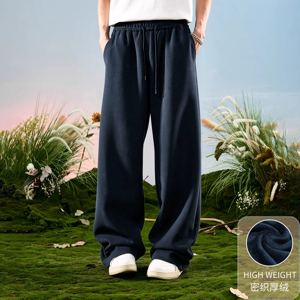 American retro sweatpants, straight leg wide leg pants, thick and loose pants, casual and plush pants for men, spring 2026