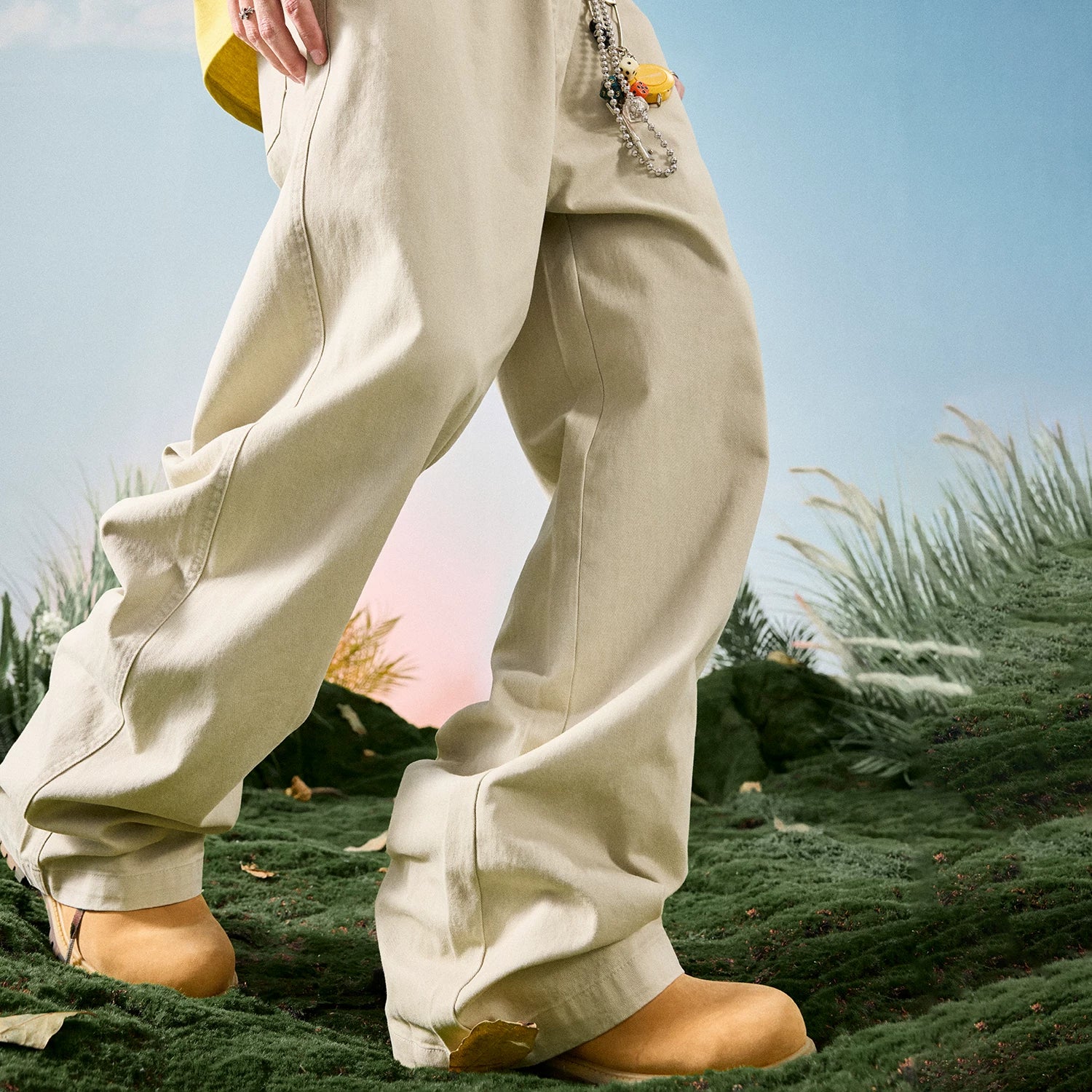 Nuthink American retro fashion brand workwear wide leg pants logging pants casual loose pants men's spring 2026
