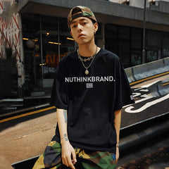 Nuthink American Trendy Brand Letter T-shirt Men's Trendy Loose Trendy Short Sleeve Men's Summer Large Half Sleeve Top Trendy