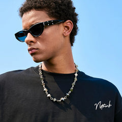 Nuthink Pearl Letter Short Sleeve T-shirt American Retro Trendy Brand Heavy Weight Loose Half Sleeve Men's and Women's New Summer 2026