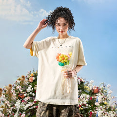 Nuthink American Trendy Brand Simple Color Embroidered Short Sleeve T-shirt for Men and Women, Loose Couple, Summer 2026 New Collection