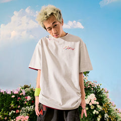 Nuthink American retro floral letter embroidery short sleeved trendy brand hip-hop T-shirt for couples new summer 2026