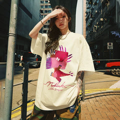 Nuthink Fat Plus Fun Cartoon Men's Trendy T-shirt Short Sleeve Summer Trendy Brand Large Half Sleeve Fat 5-Cent Sleeve