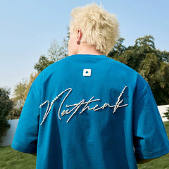 Nuthink Pearl Letter Short Sleeve T-shirt American Retro Trendy Brand Heavy Weight Loose Half Sleeve Men's and Women's New Summer 2026