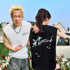 Nuthink Embroidered Flower Letter Tank Top American Retro Trendy Brand Loose Sleeveless Men's and Women's 2026 Summer New Collection