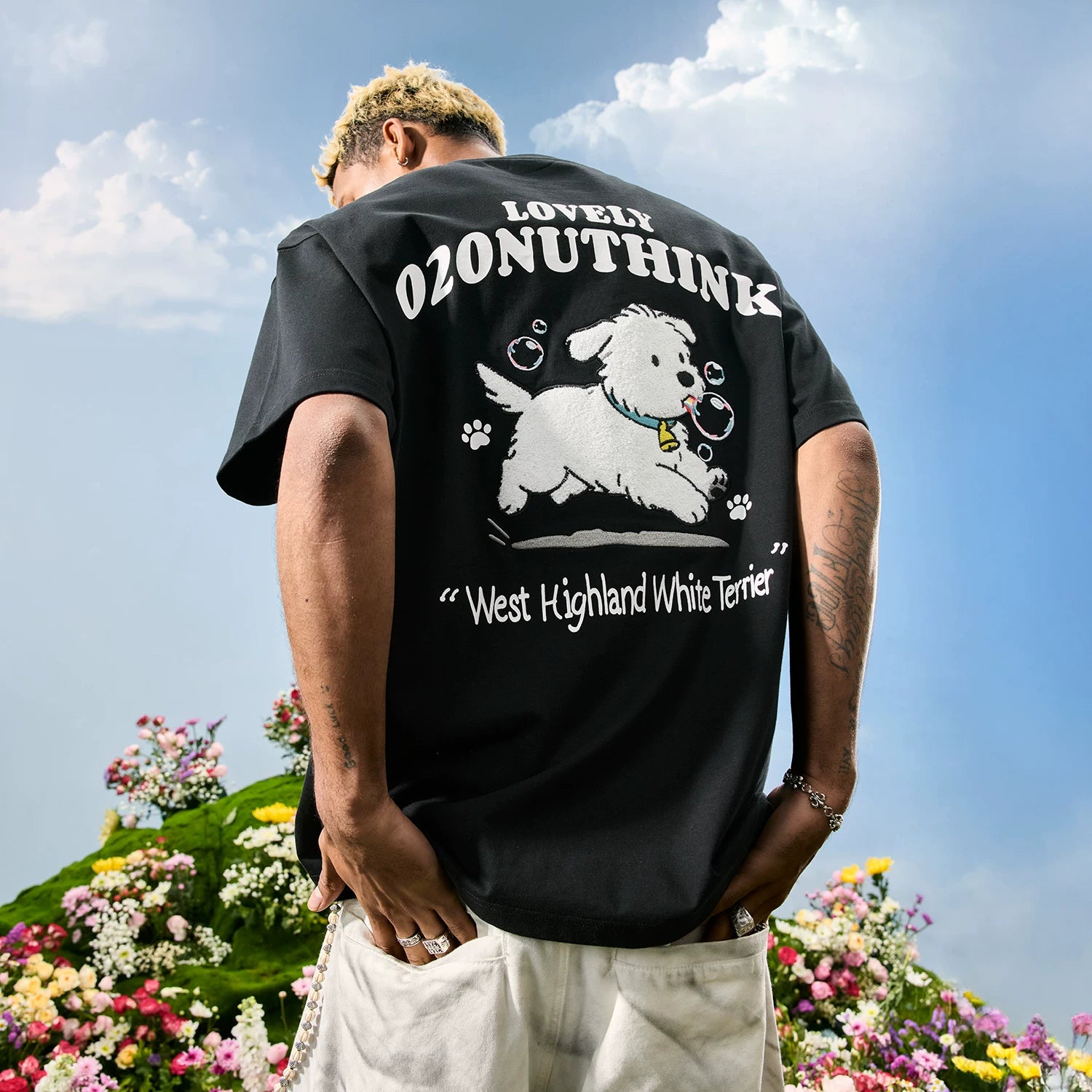 Nuthink American Heavy Industry Embroidery Cartoon Dog T-shirt Men's Trendy Brand Letter Short Sleeve Women's 2026 Summer New Style