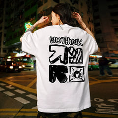 Nuthink American Trendy Brand Letter T-shirt Men's Trendy Couple Large Short Sleeve Summer Loose Half Sleeve Men's Style
