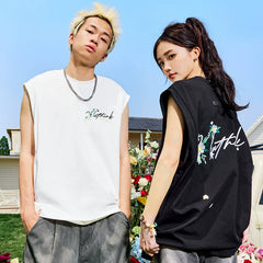 Nuthink Embroidered Flower Letter Tank Top American Retro Trendy Brand Loose Sleeveless Men's and Women's 2026 Summer New Collection