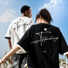 Nuthink American style fake two letter embroidered short sleeved T-shirt for men and women Sorona cool feeling 2026 summer new item