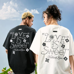 Nuthink American Retro Trendy Brand Embroidered Letter Clover Short sleeved T-shirt for Men and Women, 2026 Summer New Collection