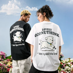 Nuthink American Heavy Industry Embroidery Cartoon Dog T-shirt Men's Trendy Brand Letter Short Sleeve Women's 2026 Summer New Style