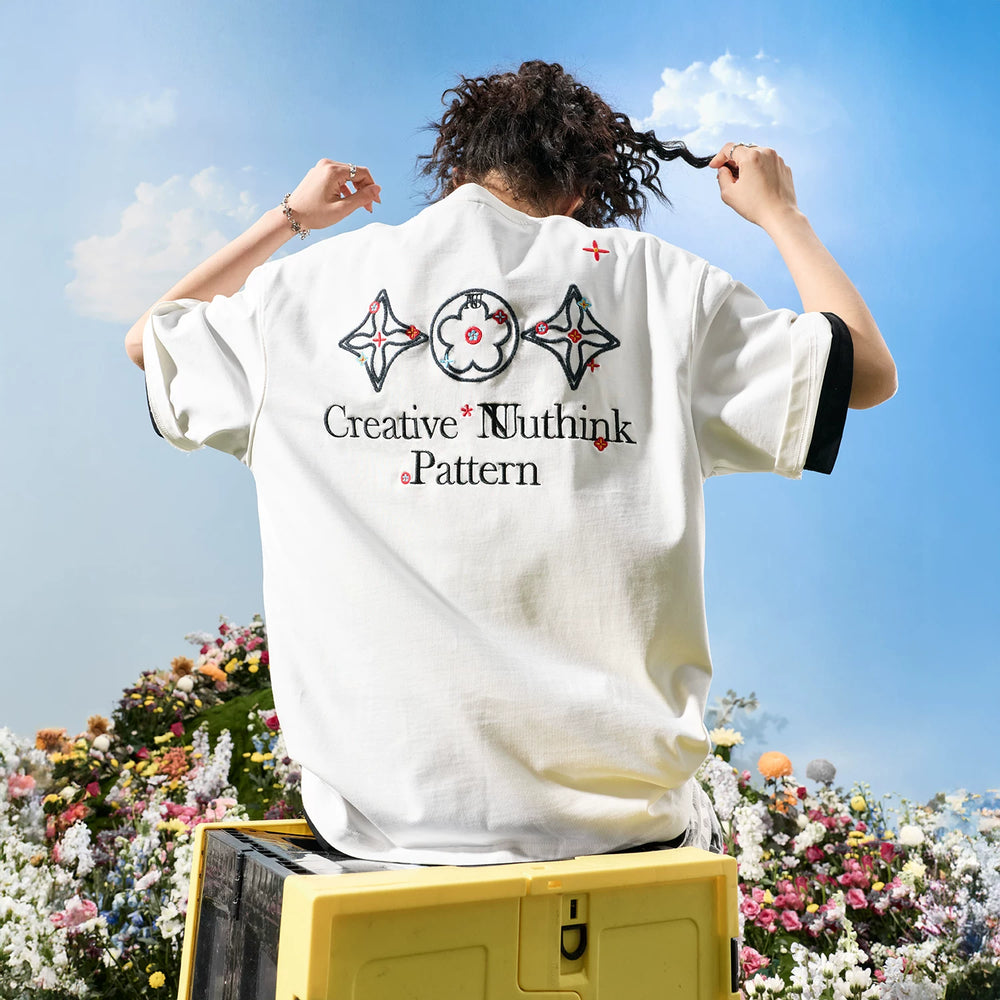 Nuthink American Retro Trendy Brand Embroidered Letter Flower Short sleeved T-shirt for Men and Women Solona Cool Feeling 2026 New Edition