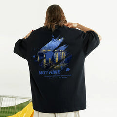 Nuthink American Trendy Summer Chic Short sleeved T-shirt Men's Trendy Brand Ins Loose Large Fat Guy Half cut Sleeve Trendy