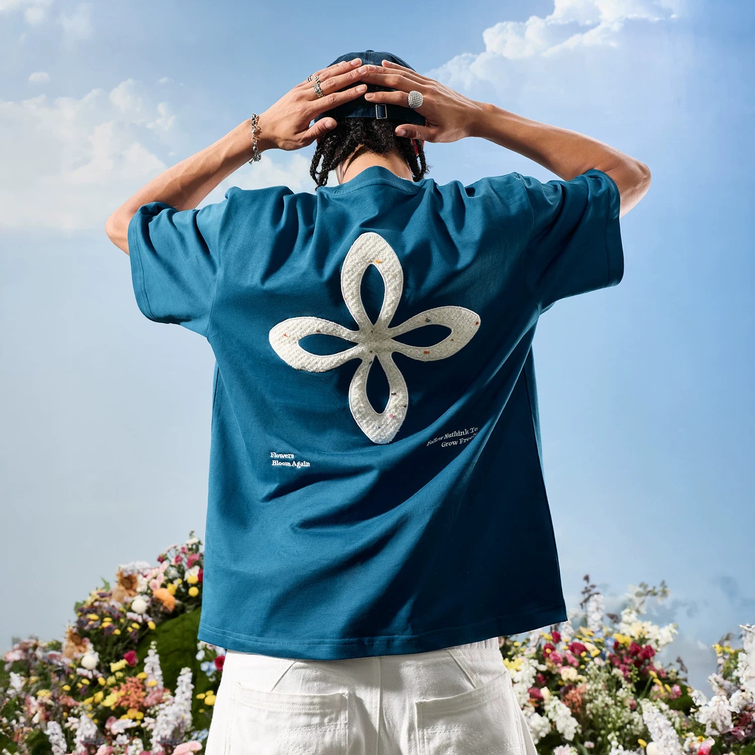 Nuthink American Trendy Brand Embroidered Four Leaf Clover Letter Short Sleeve Men's T-shirt Women's High End 2026 New Summer Edition