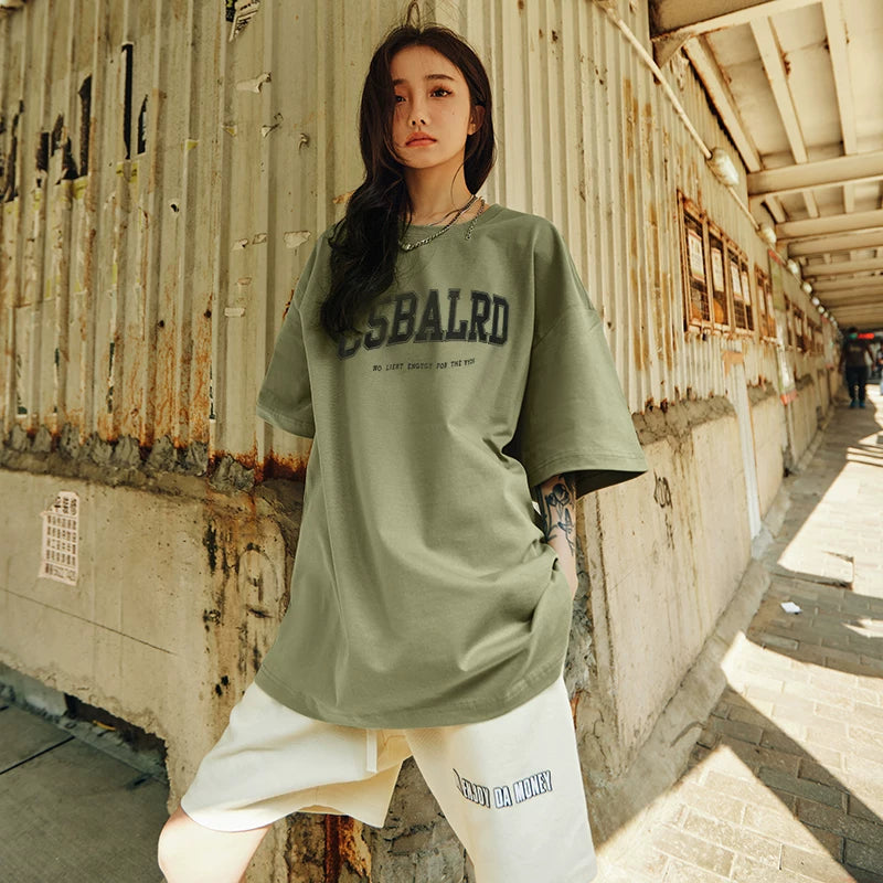 Nuthink letter short sleeved T-shirt, American retro trendy brand, heavy weight, loose fit, large size, cool feeling for men and women, summer new 2026