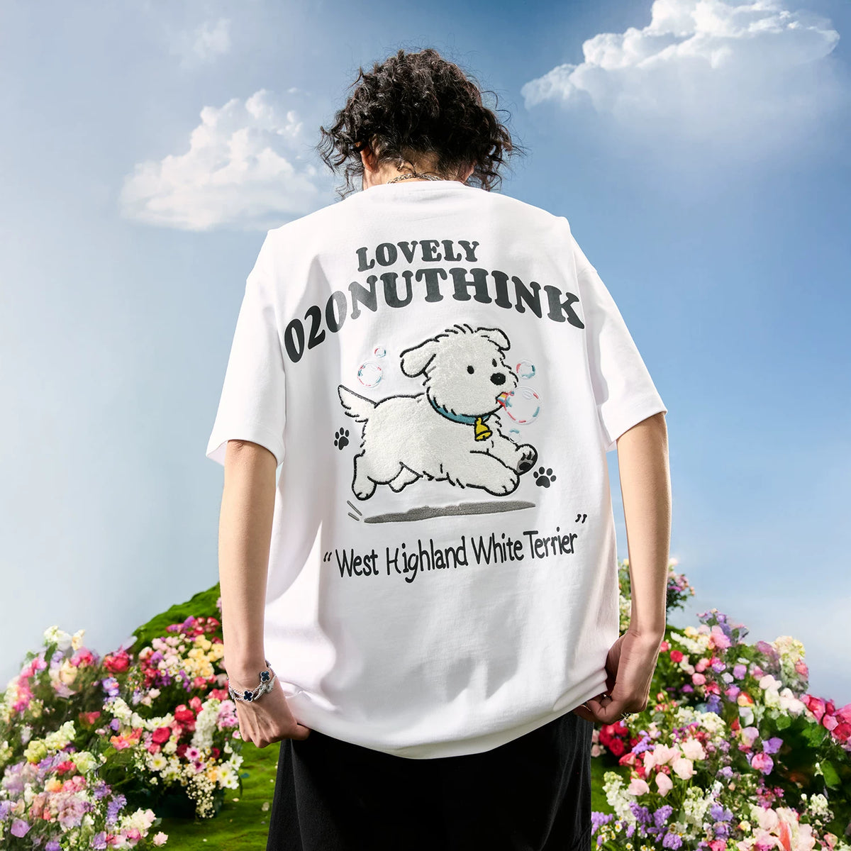 Nuthink American Heavy Industry Embroidery Cartoon Dog T-shirt Men's Trendy Brand Letter Short Sleeve Women's 2026 Summer New Style