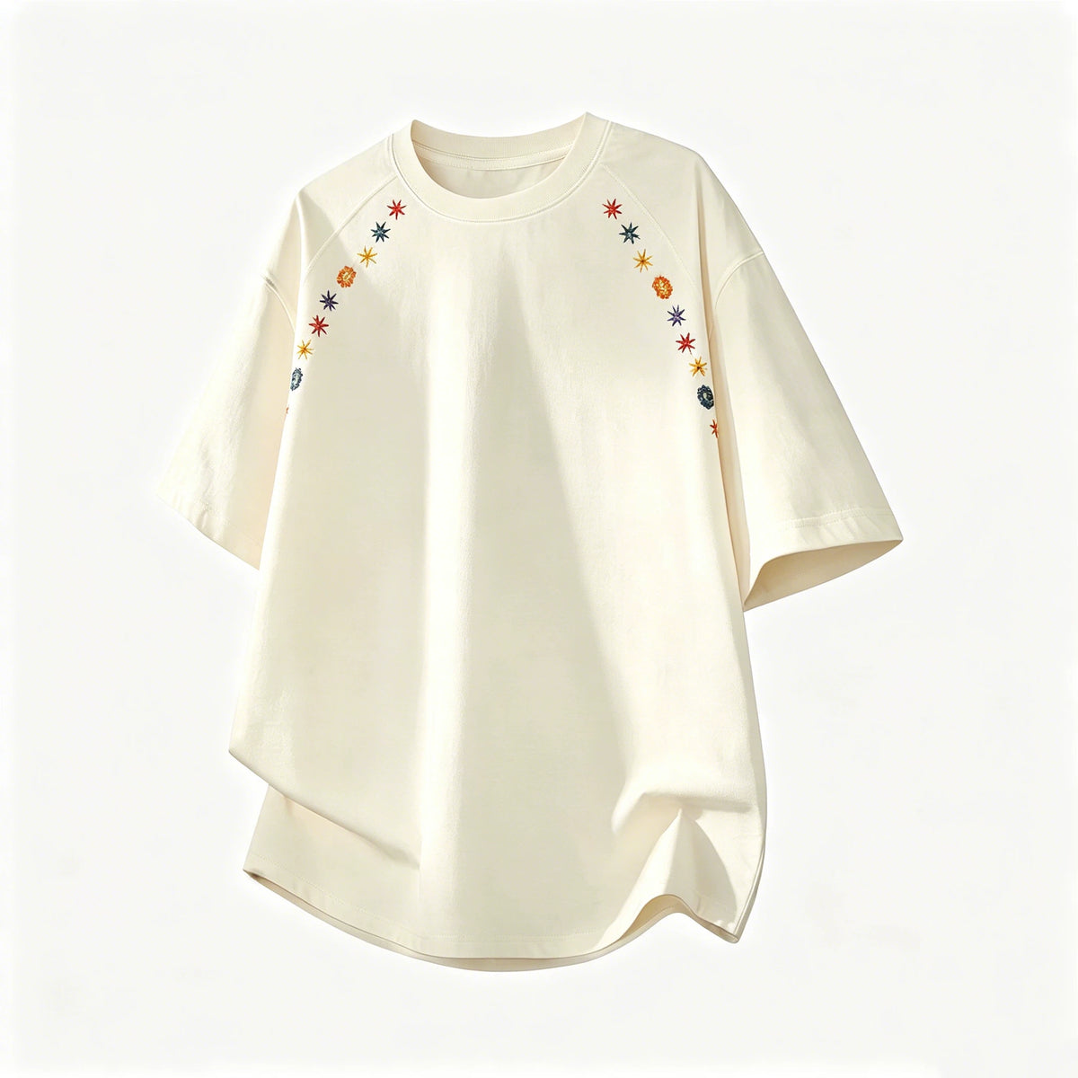 Nuthink American retro color floral embroidery T-shirt men's short sleeved T-shirt men's and women's 2026 summer new item