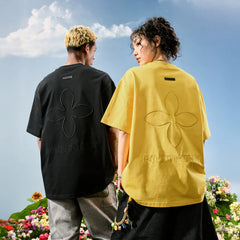 Nuthink American retro embroidered letter clover T-shirt men's short sleeved dopamine women's 2026 summer new item